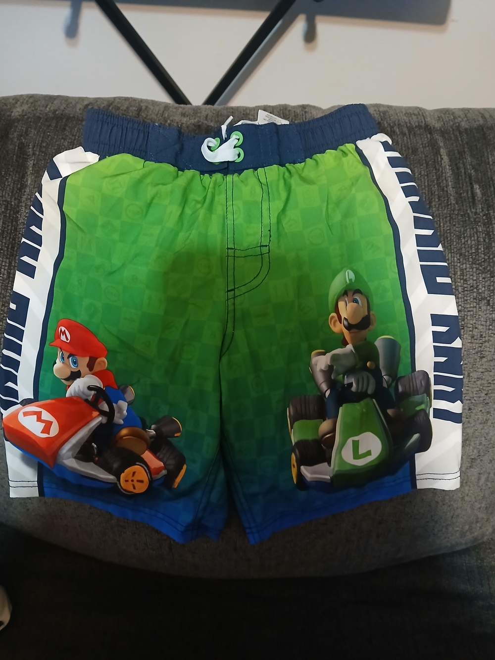Nintendo Boys Green Mario & Luigi Kart Swim Trunks